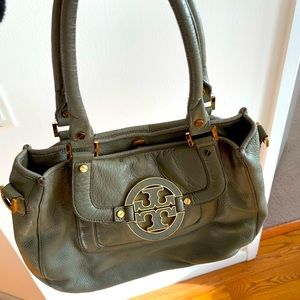 Grey-green leather Tory Burch purse